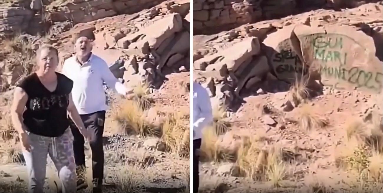 Turistas pintaron rocas en el dique Potrerillos y fueron escrachados 