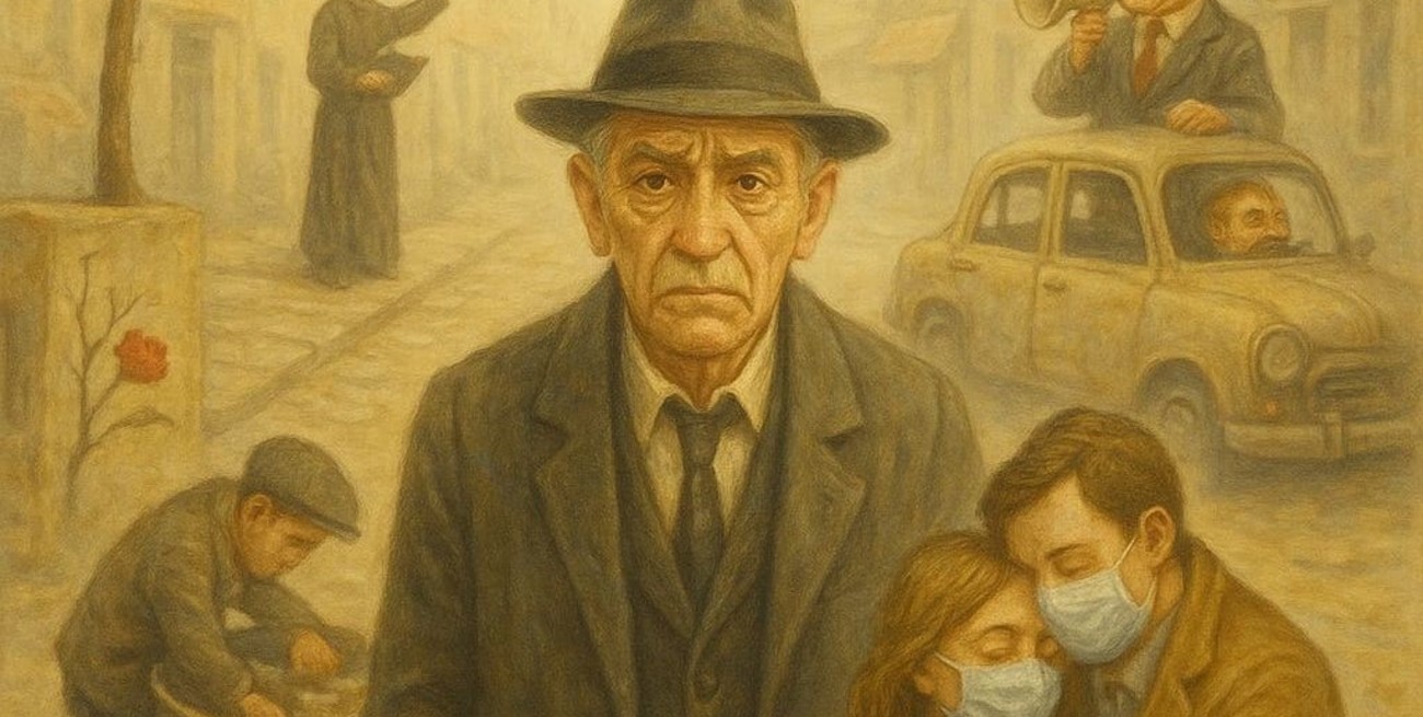 La gente en guerra, grita, bulle, mata, rompe y brama