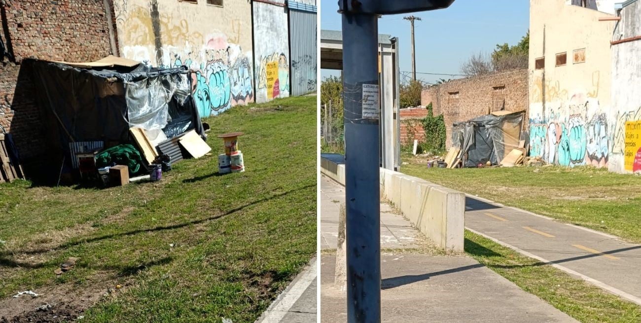 Vecinos de barrio Mayoraz alertan sobre un "asentamiento" en la ciclovía de Pasaje Ingenieros y Ricardo Aldao
