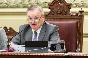 Felipe Michlig en el recinto durante su discurso final en la Convención Reformadora. Foto: Gentileza