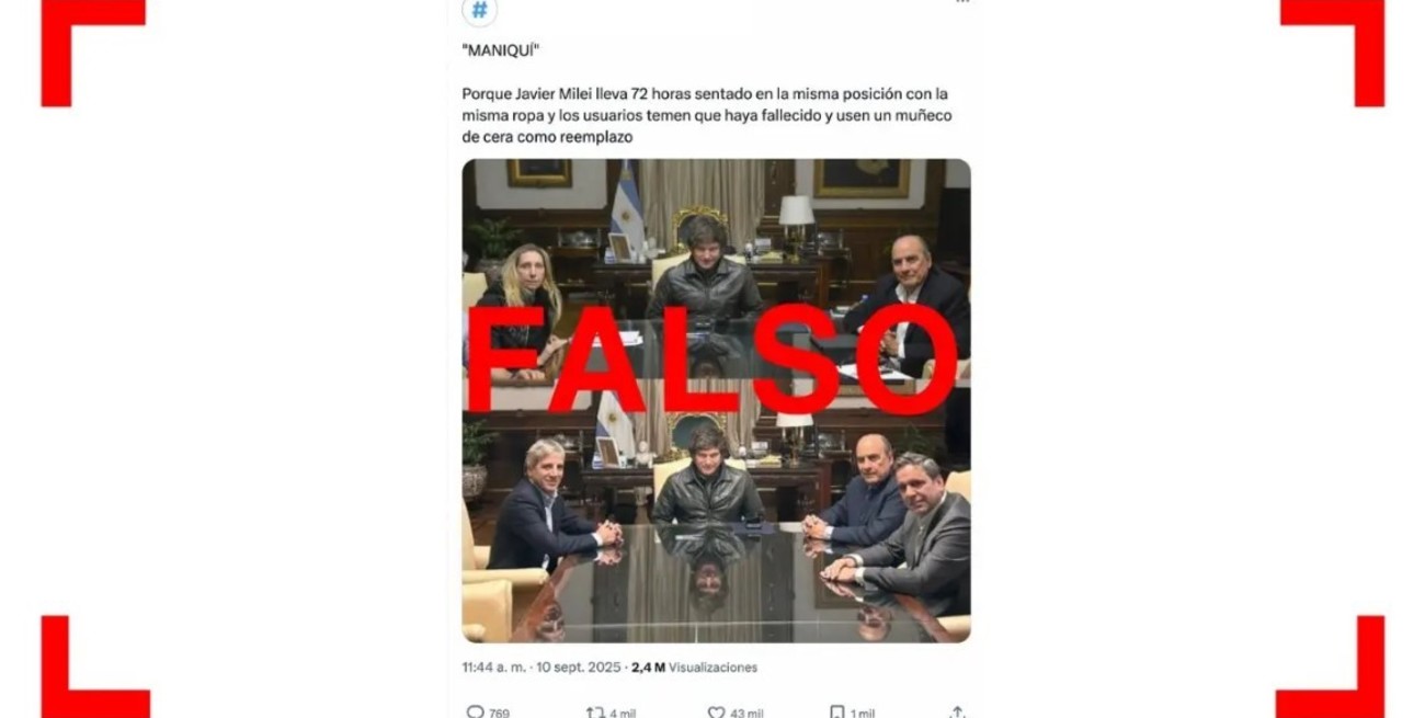 Es falso que la figura de Milei en estas fotos de reuniones de gobierno sea la misma