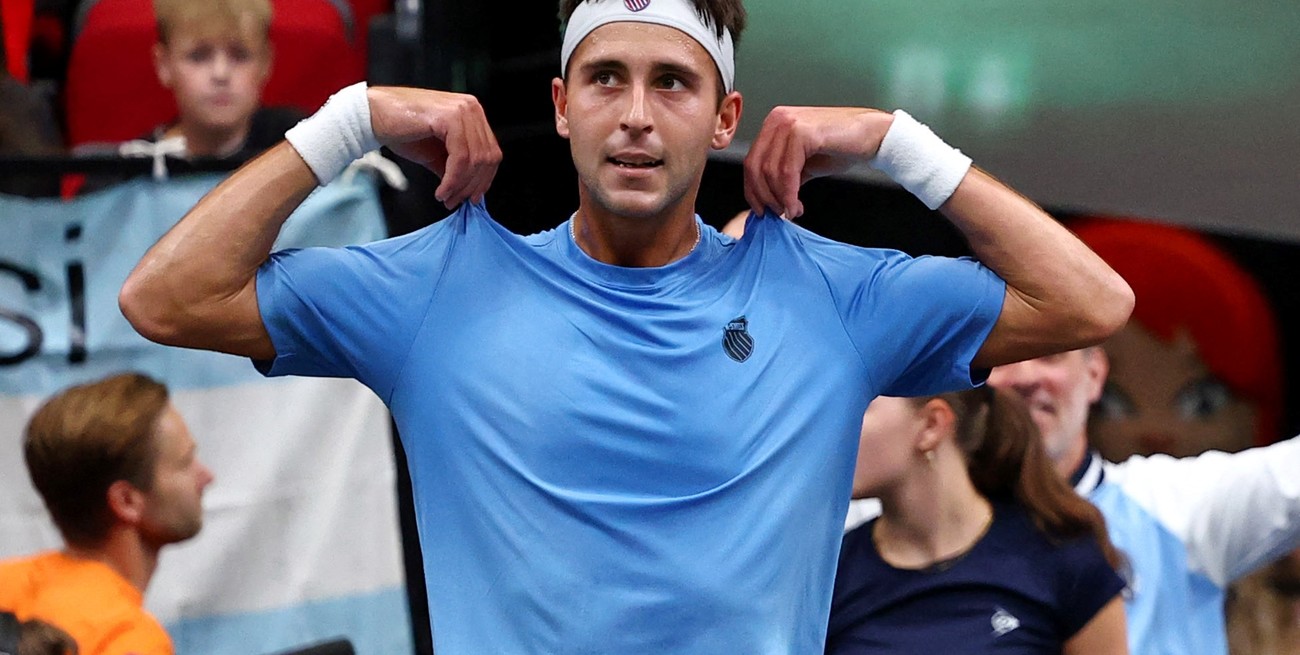 Etcheverry le ganó a de Jong y sumó el primer punto para Argentina ante Países Bajos