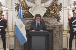 El presidente Javier Milei en la presentación por cadena nacional del proyecto de Presupuesto de Gastos y Recursos para 2026.