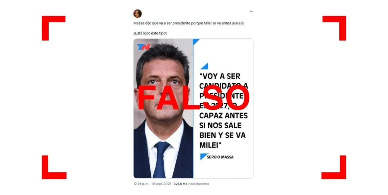 La placa de TN en la que Sergio Massa confirma su candidatura presidencial para 2027 es falsa