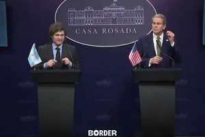 El presidente argentino Javier Milei junto a Scott Bessent, secretario del Tesoro de Estados Unidos. Archivo El Litoral