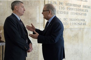 Gerardo Rico y Pablo Olivares en la apertura de la Junta de Gobierno en Santa Fe. Foto: Guillermo Di Salvatore