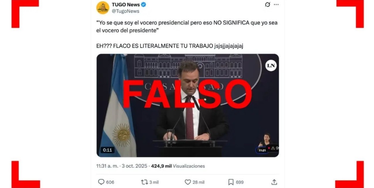 Manuel Adorni dijo que no puede hablar en nombre de José Luis Espert, pero no negó ser el vocero de Milei como afirman posteos virales