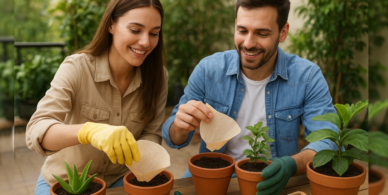Por qué usar un filtro de café en las maceta beneficia tus plantas