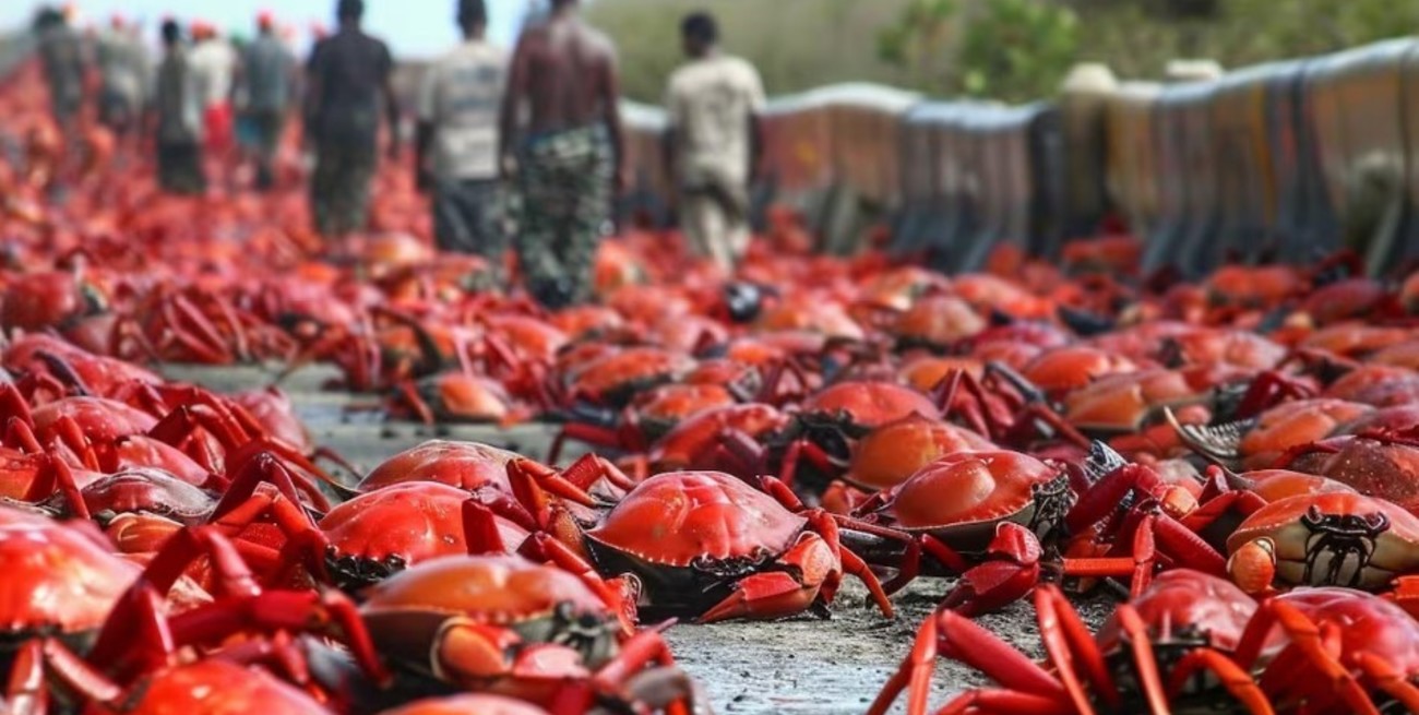 La isla de Navidad se cubre de rojo: impactante video de la migración masiva de cangrejos