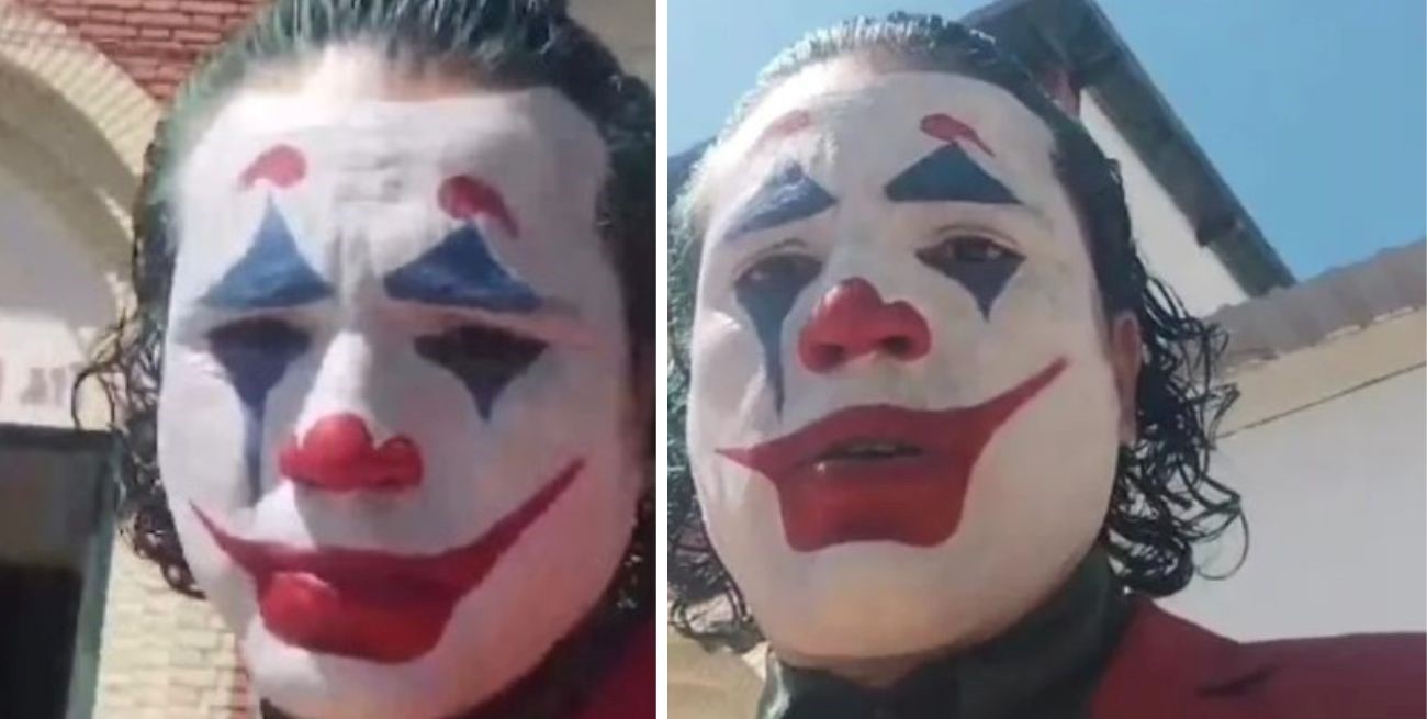 Video: quiso votar disfrazado de “El Joker” y, como no lo dejaron, se fue sin sufragar
