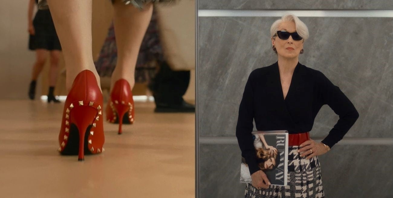 "El diablo viste a la moda 2" presenta un primer avance y los Valentino Rockstuds se roban la escena en Runway