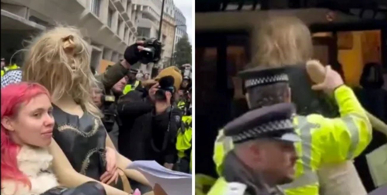 Insólito operativo en Londres: la policía “detuvo” a un maniquí en una protesta pro Palestina