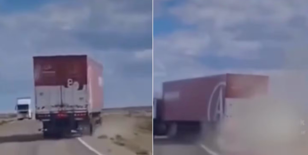 Un camión volcó en la Ruta 3 en Santa Cruz y casi provoca un accidente 