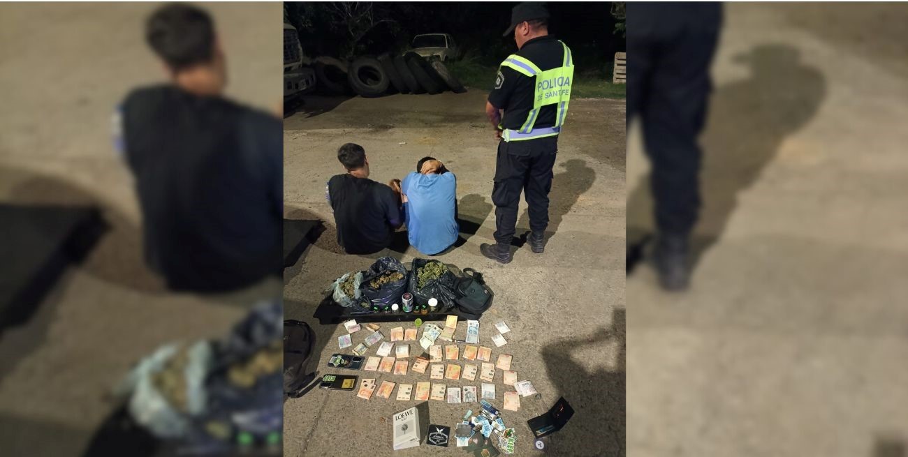 En Coronda: dos rosarinos detenidos con más de un kilo de marihuana y casi 700 mil pesos
