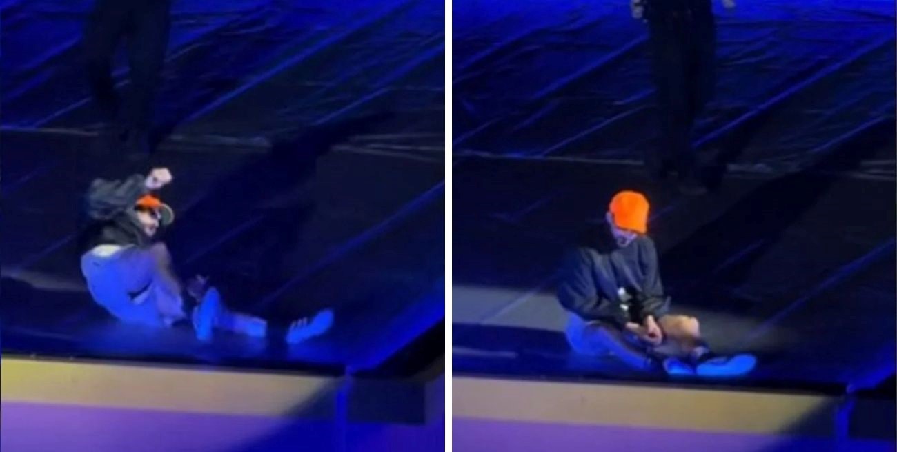 Video: Bad Bunny se cayó en pleno show en el arranque de su gira en México