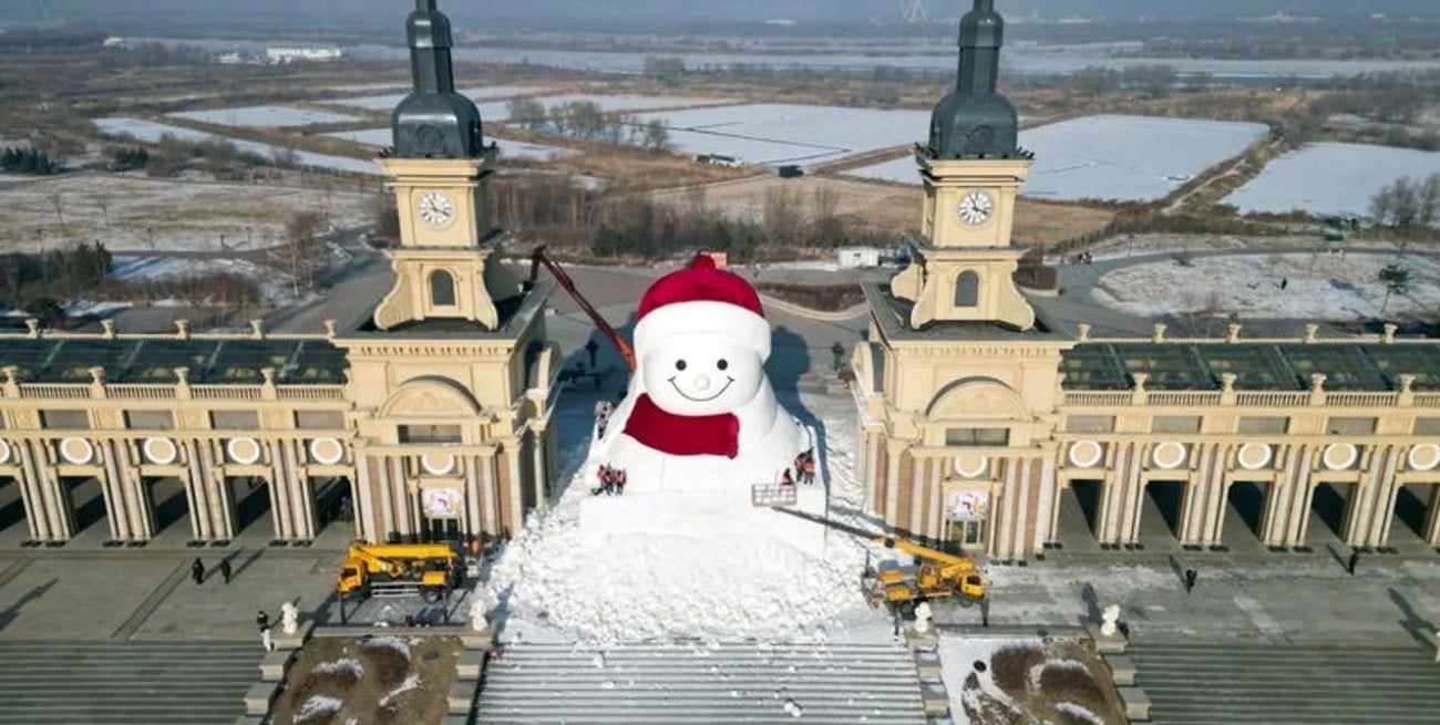El muñeco de nieve más grande del mundo toma forma en China