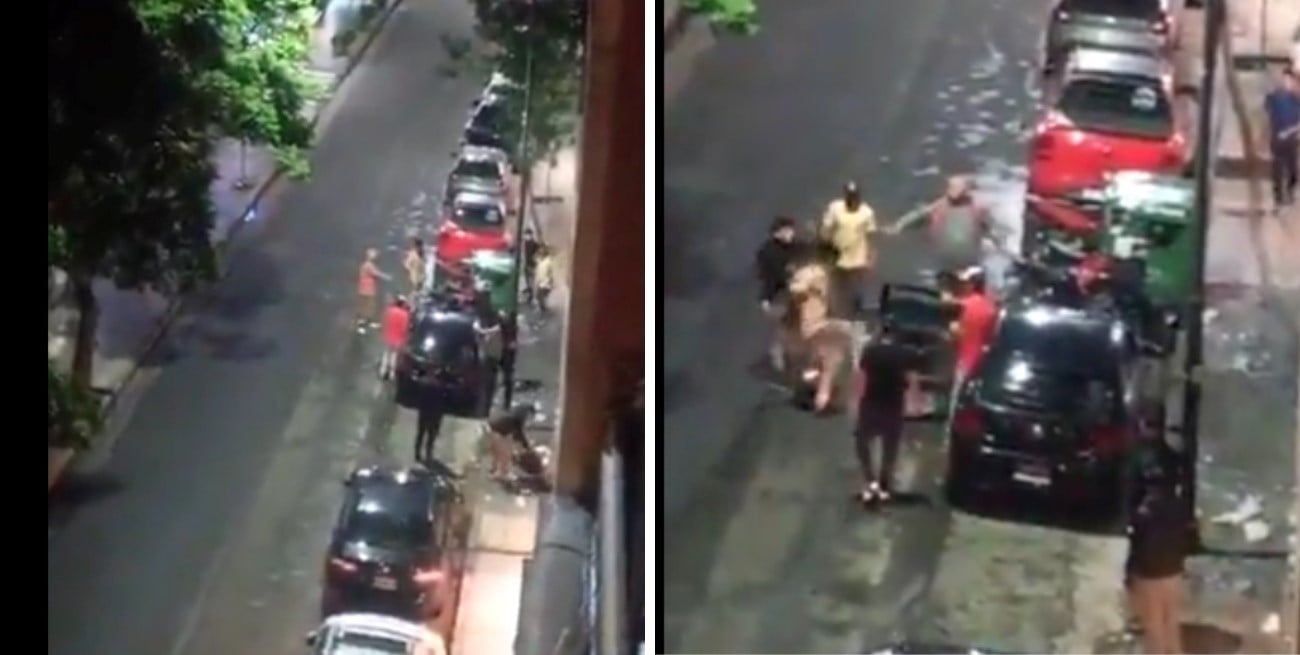 Pelea callejera en Córdoba: cinco hombres se enfrentaron a golpes, patadas y botellazos