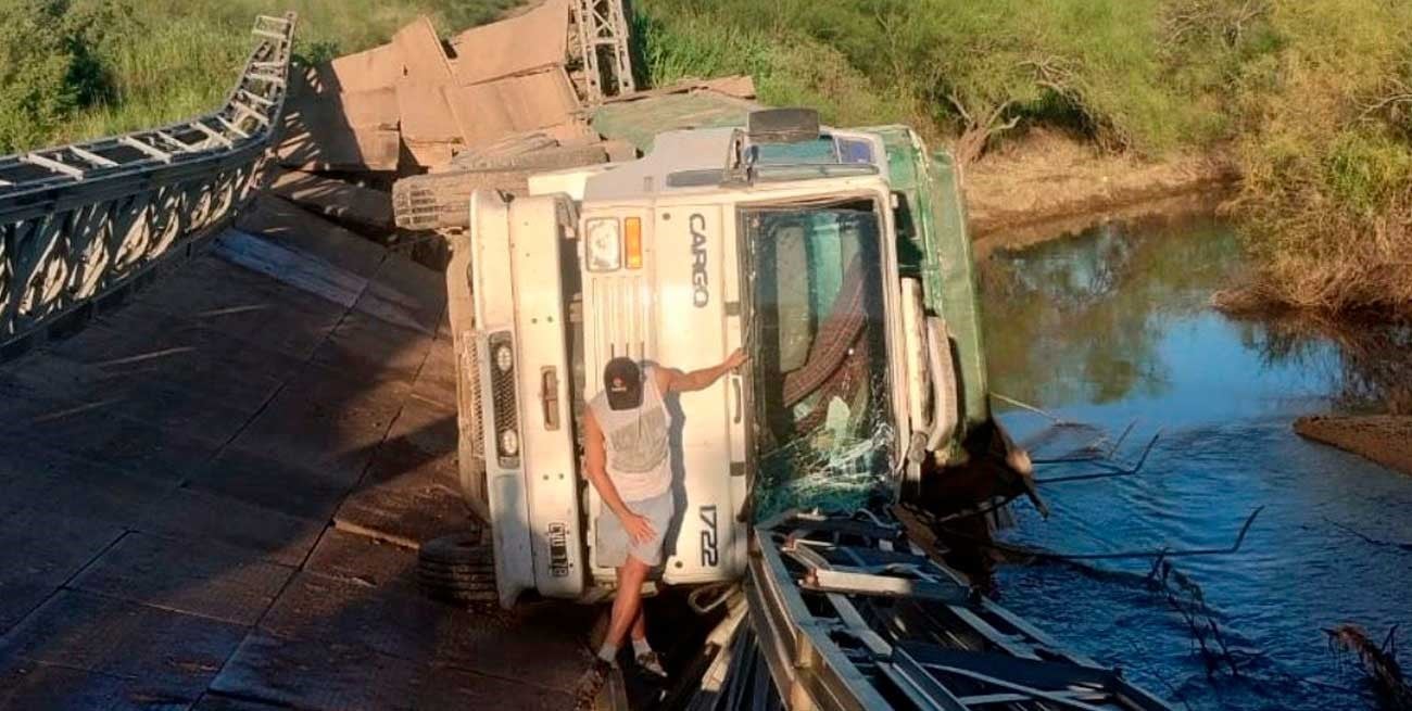 Colapsó el puente provisorio de la Ruta 69-S a la altura de La Pelada