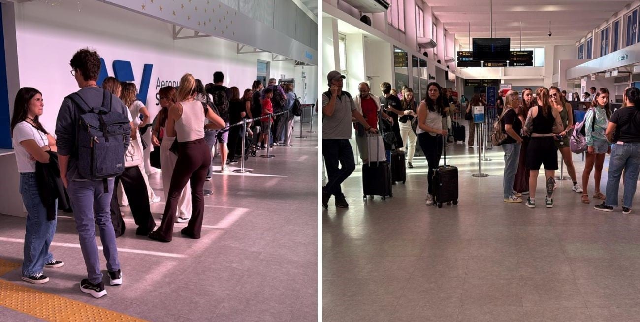 Largas filas y demoras en el aeropuerto Sauce Viejo para viajar a Buenos Aires
