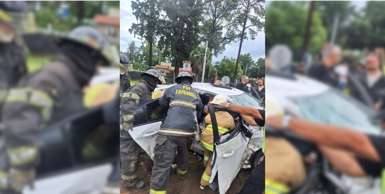 En ruta 19: rescatan a dos hombres atrapados tras un choque entre un auto y un camión