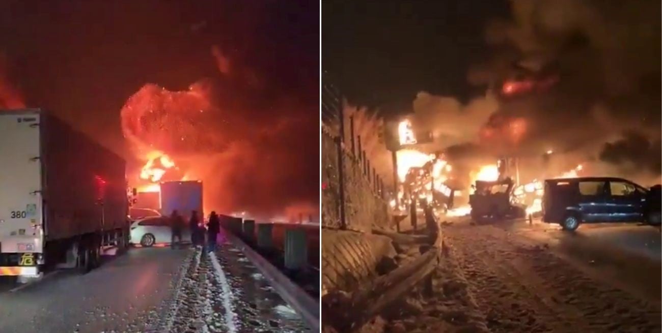 Impactante choque múltiple en Japón: más de 50 vehículos, incendios y caos en una autopista