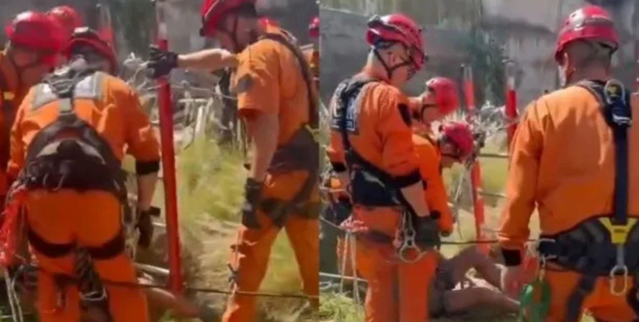 Buenos Aires: un obrero cayó a un pozo en una obra y tuvo que ser rescatado por los bomberos 