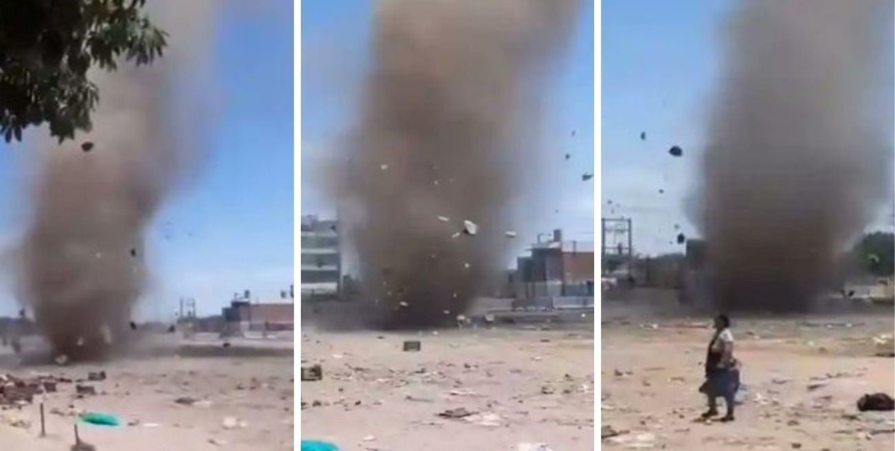 Video: un remolino de polvo sorprendió a los vecinos de Florencio Varela