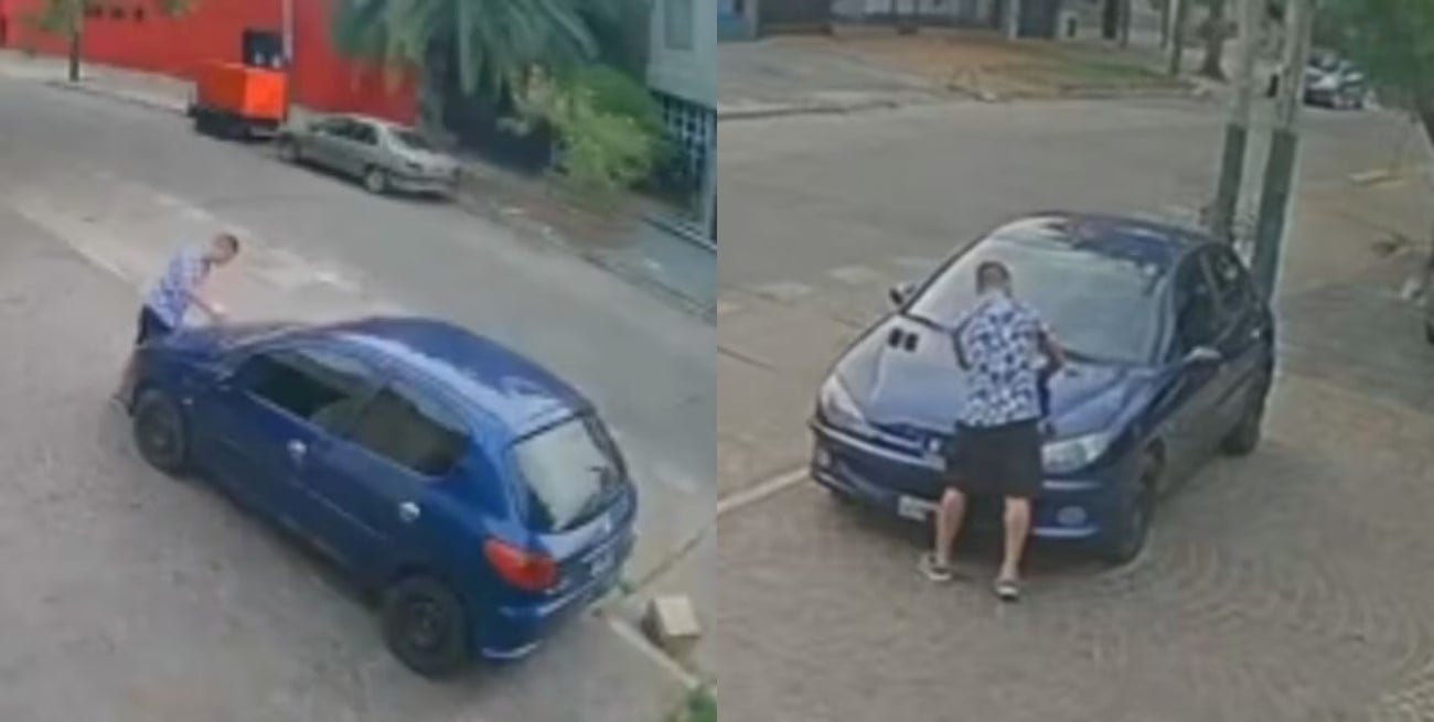 Rayó varios autos con una lija y se fue: el hecho quedó registrado en video