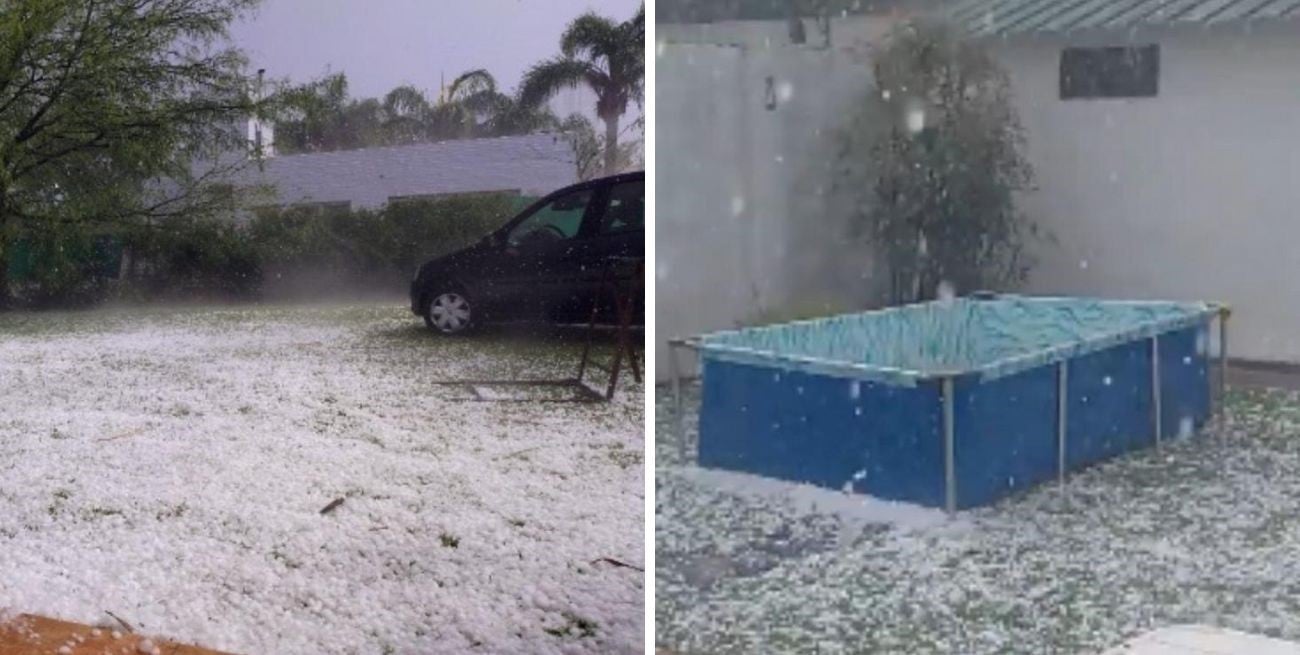 Intensa caída de granizo en Córdoba: la tormenta afecto a varias localidades y dejó autos destrozados en el aeropuerto