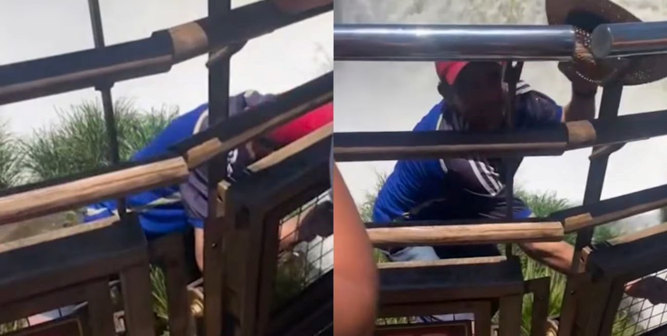 Imprudencia en las Cataratas del Iguazú: cruzó la baranda de la pasarela para buscar un sombrero y generó indignación