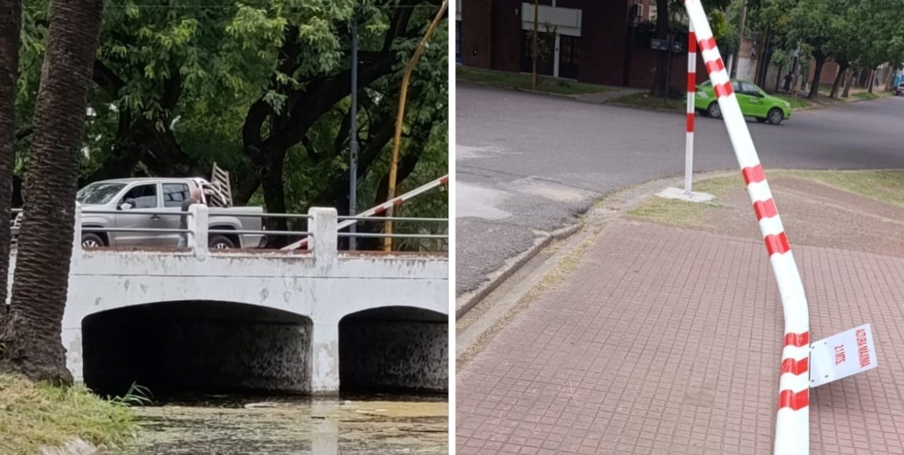 Insólito: se llevó puesta una barrera del remozado puente del Parque Garay en su primer día de funcionamiento