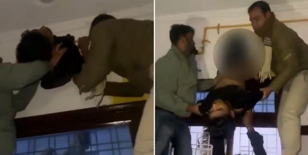 Video viral en India: quiso entrar a robar por un conducto de ventilación y quedó atascado