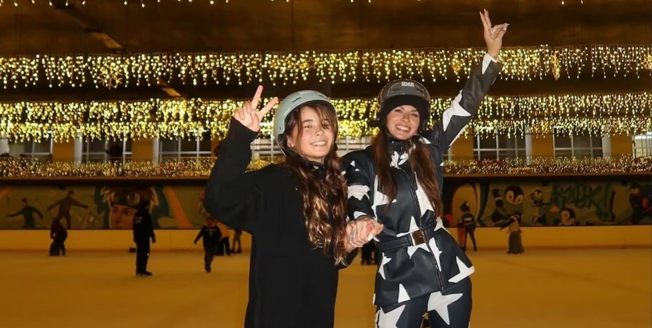 La China Suárez y su hija Rufina disfrutaron de una noche de patín sobre hielo