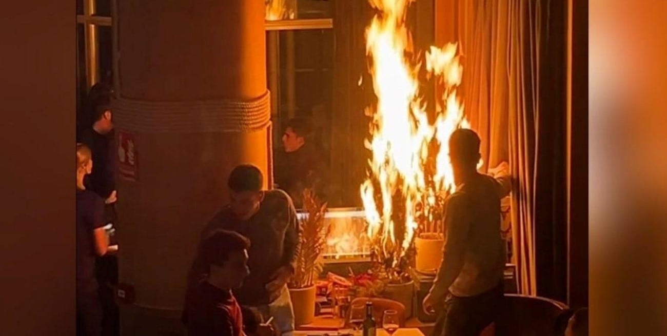 Video: tras la tragedia en Suiza, un restaurante de Madrid se incendió por una bengala