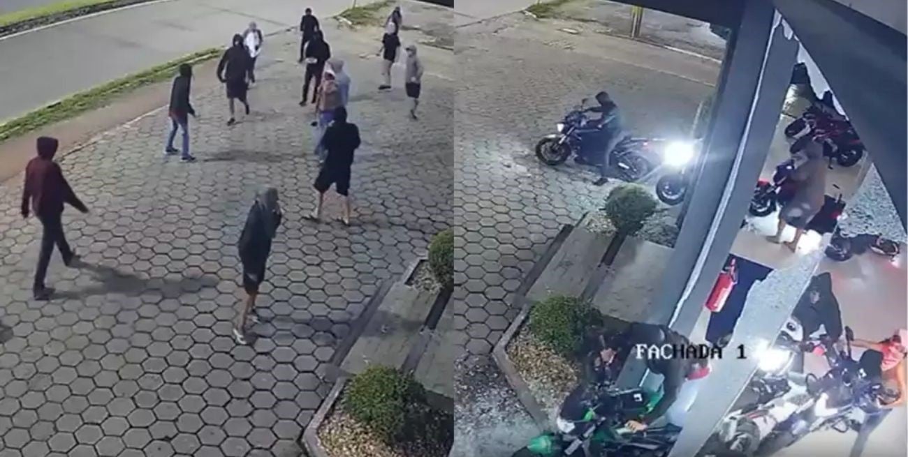 Catorce sujetos ingresaron a una concesionaria de Brasil y se llevaron 12 motos en minutos