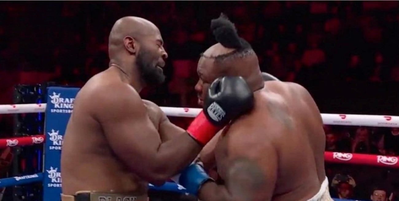 Blooper viral: a Jarrell Miller se le voló la peluca, la tiró al público y terminó ganando