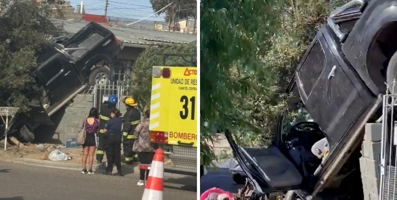 Un despiste dejó una escena increíble: una camioneta terminó incrustada en la reja de una casa