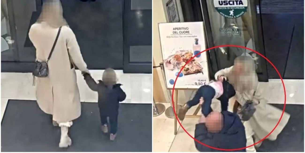 Intentaron secuestrar una nena en un supermercado de Italia: el video del forcejeo que terminó con un detenido