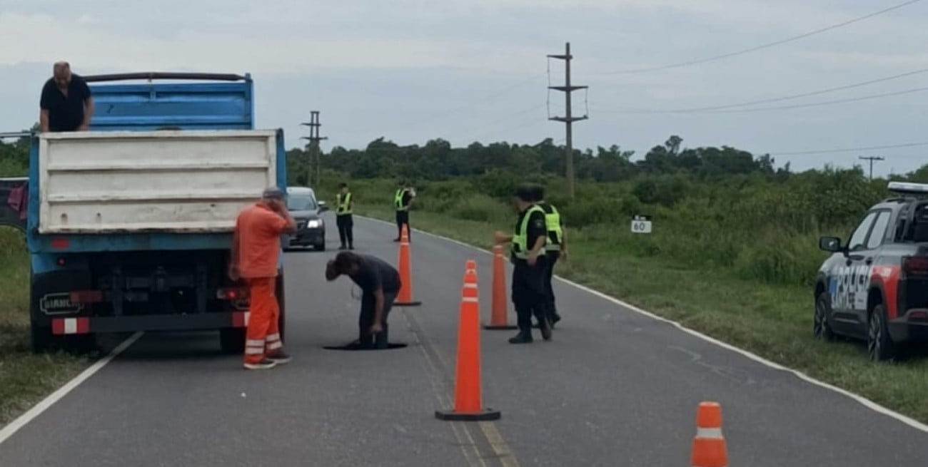 Detectan un socavón en la Ruta N°1 a la altura de Cayastá