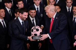 El presidente de Estados Unidos, Donald Trump, recibió al plantel del Inter Miami, encabezado por su capitán Lionel Messi, en la Casa Blanca. Foto: REUTERS/ Jonathan Ernst.
