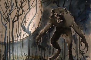 La imagen que Manuel nunca olvidará.  El lobizón de la Paz dejó sus huellas. Ilustración: Gustavo Pueyo.