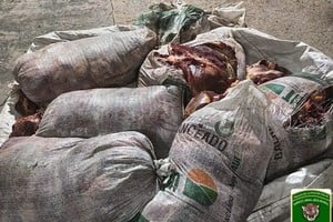 Media tonelada de carne en bolsas de arpillera fue decomisada por la policía. Foto: Archivo