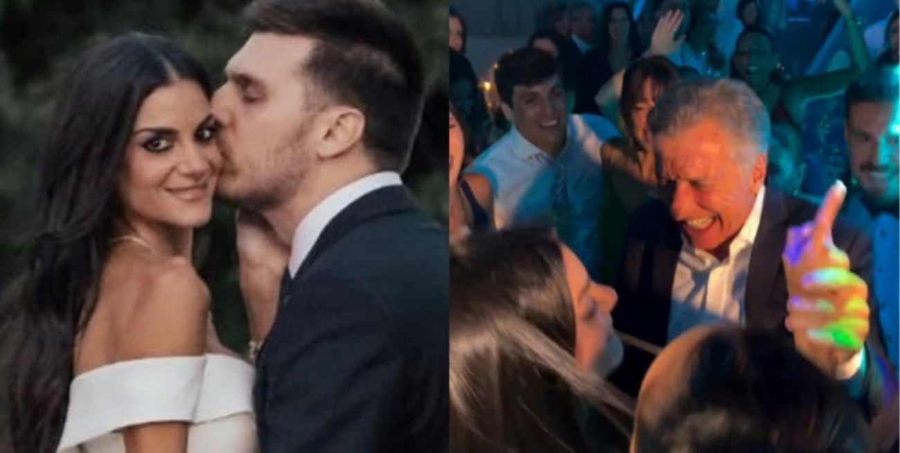 Con un baile viral, Mauricio Macri se robó la fiesta la boda de Emily Lucius y Rodrigo Valladares