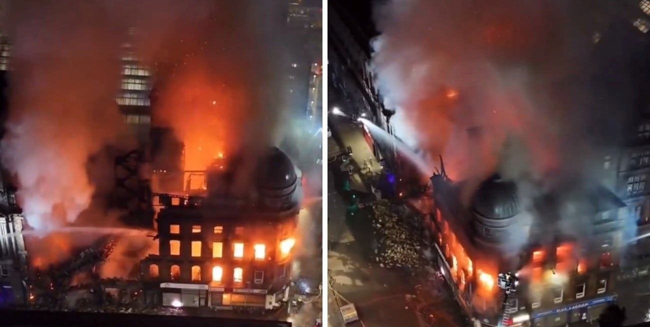 El incendio de un edificio histórico de Glasgow obligó a cerrar la principal estación de trenes de Escocia