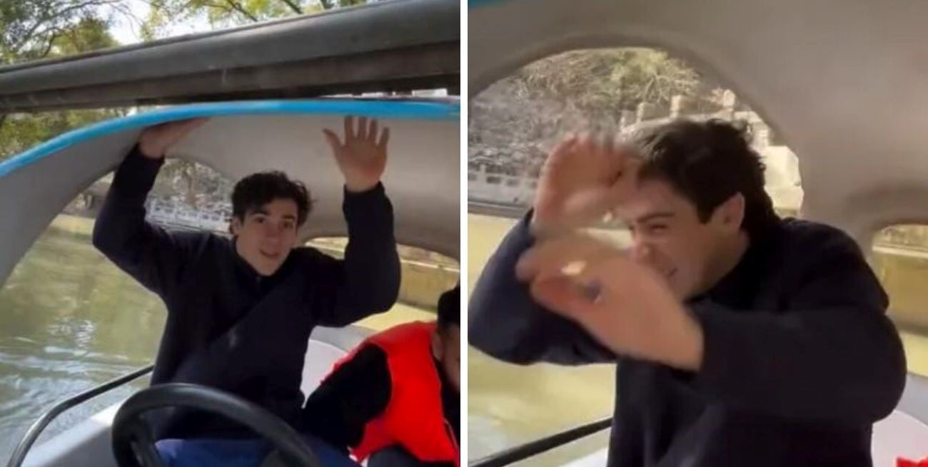 Colapinto recorrió Shanghái, grabó un paseo en lancha y terminó viral por un choque inesperado