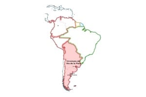 Mapa de Sudamérica en el que se destaca el territorio asignado al Virreinato del Río de la Plata con capital en Buenos Aires.