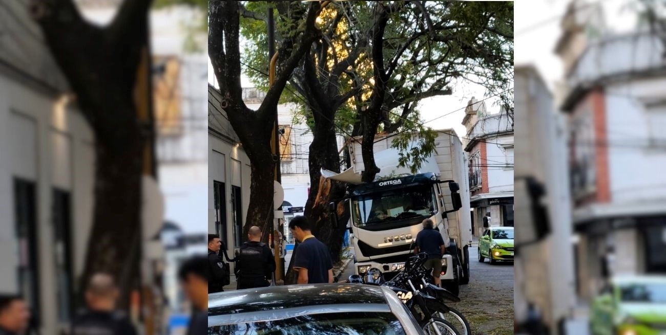 Camión enganchó una rama y provocó caos en la zona céntrica de Santa Fe