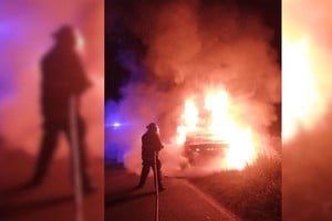 Incendio de un automóvil en Recreo. Foto: Gentileza