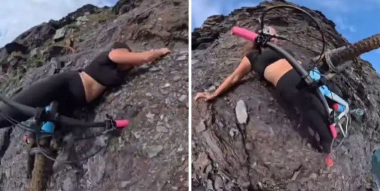 El impactante susto de una ciclista en España: casi cae por un acantilado