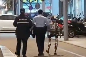 Una mujer se llevó un susto al ver a un robot detrás suyo y todo terminó de forma insólita.